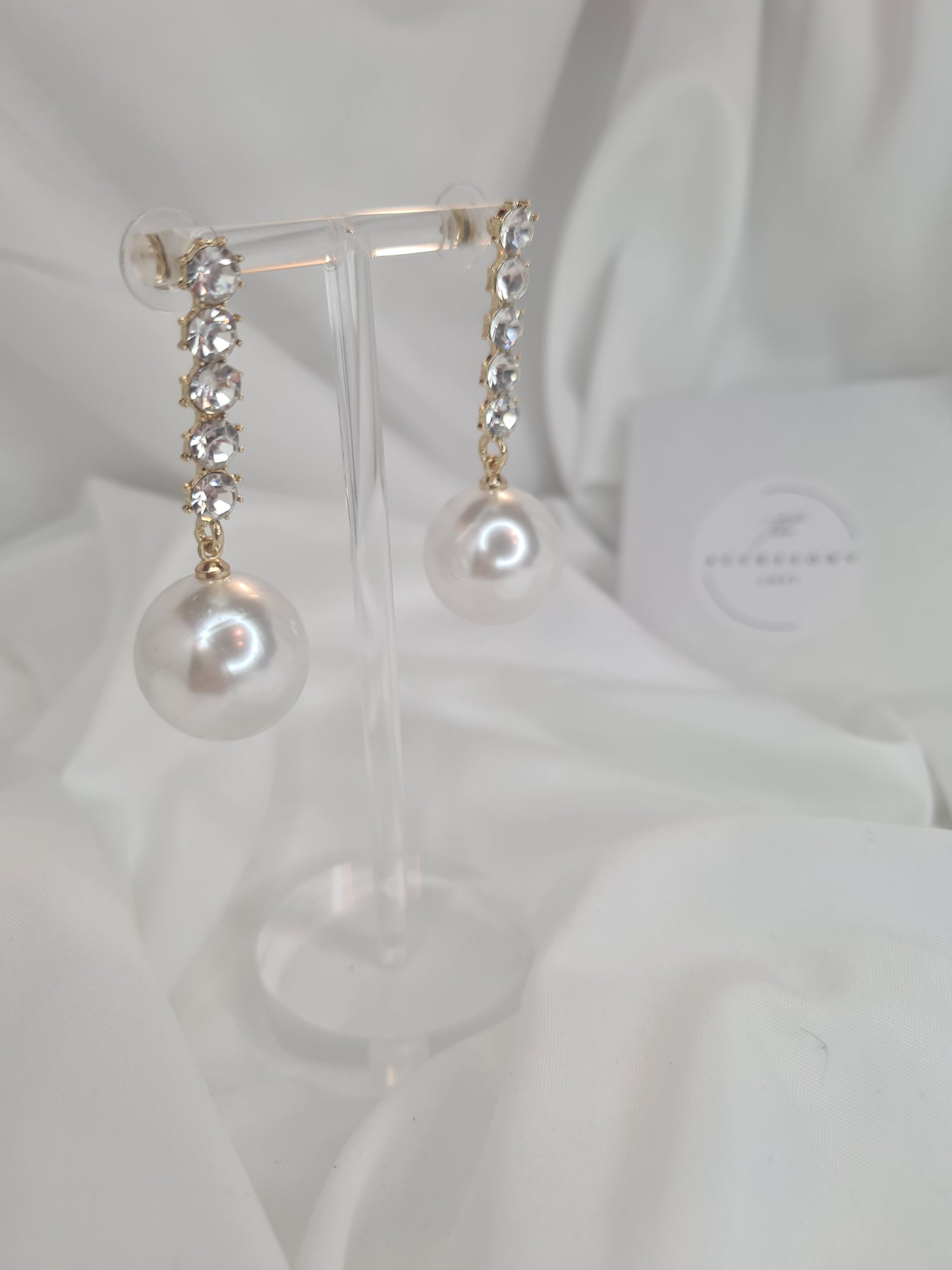 Alison Gold Diamond and Pearl drop earrings