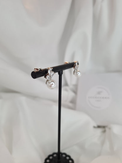 Bella earrings-  silver, diamond and pearl