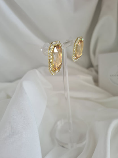 Carmel Gold Champagne and diamanté earrings