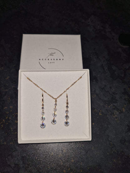 Charlotte diamond necklace and earring set- inc gift box ( available in gold or silver)