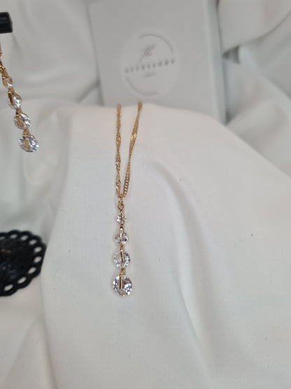 Charlotte diamond necklace and earring set- inc gift box ( available in gold or silver)