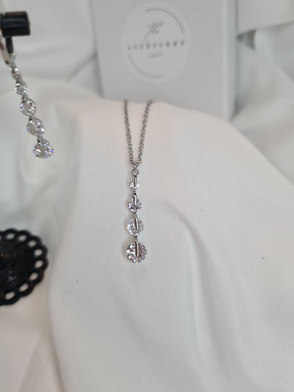 Charlotte diamond necklace and earring set- inc gift box ( available in gold or silver)