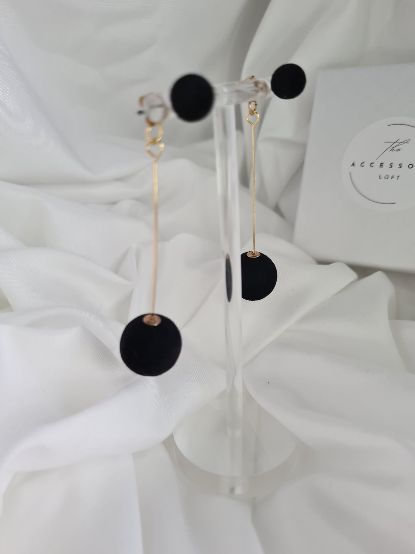 Chloe Double Ball Gold Drop Earrings ( 2 colours available)