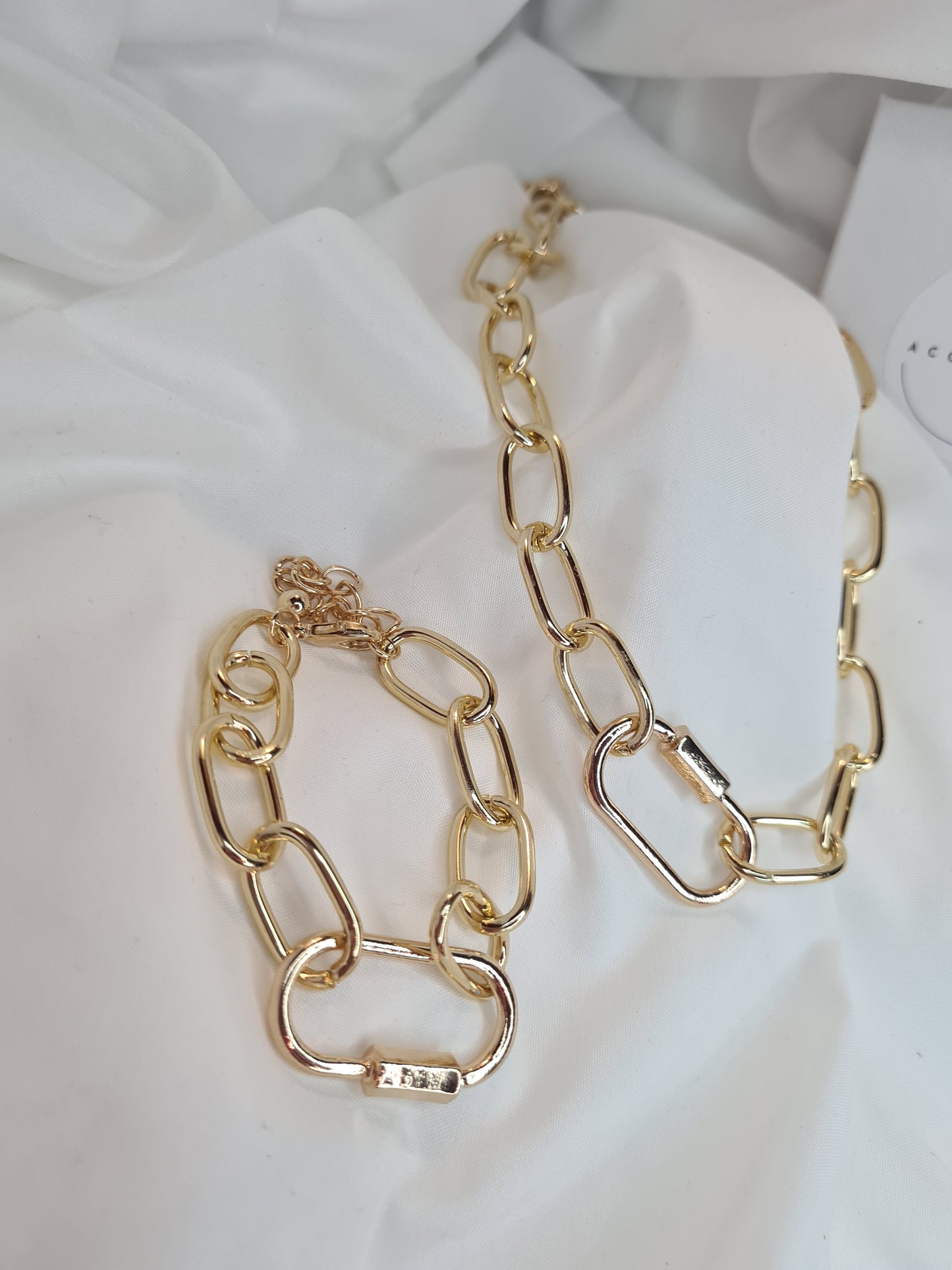 Darcy gold chain link necklace and bracelet set