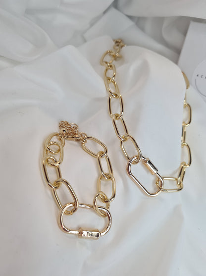 Darcy gold chain link necklace and bracelet set