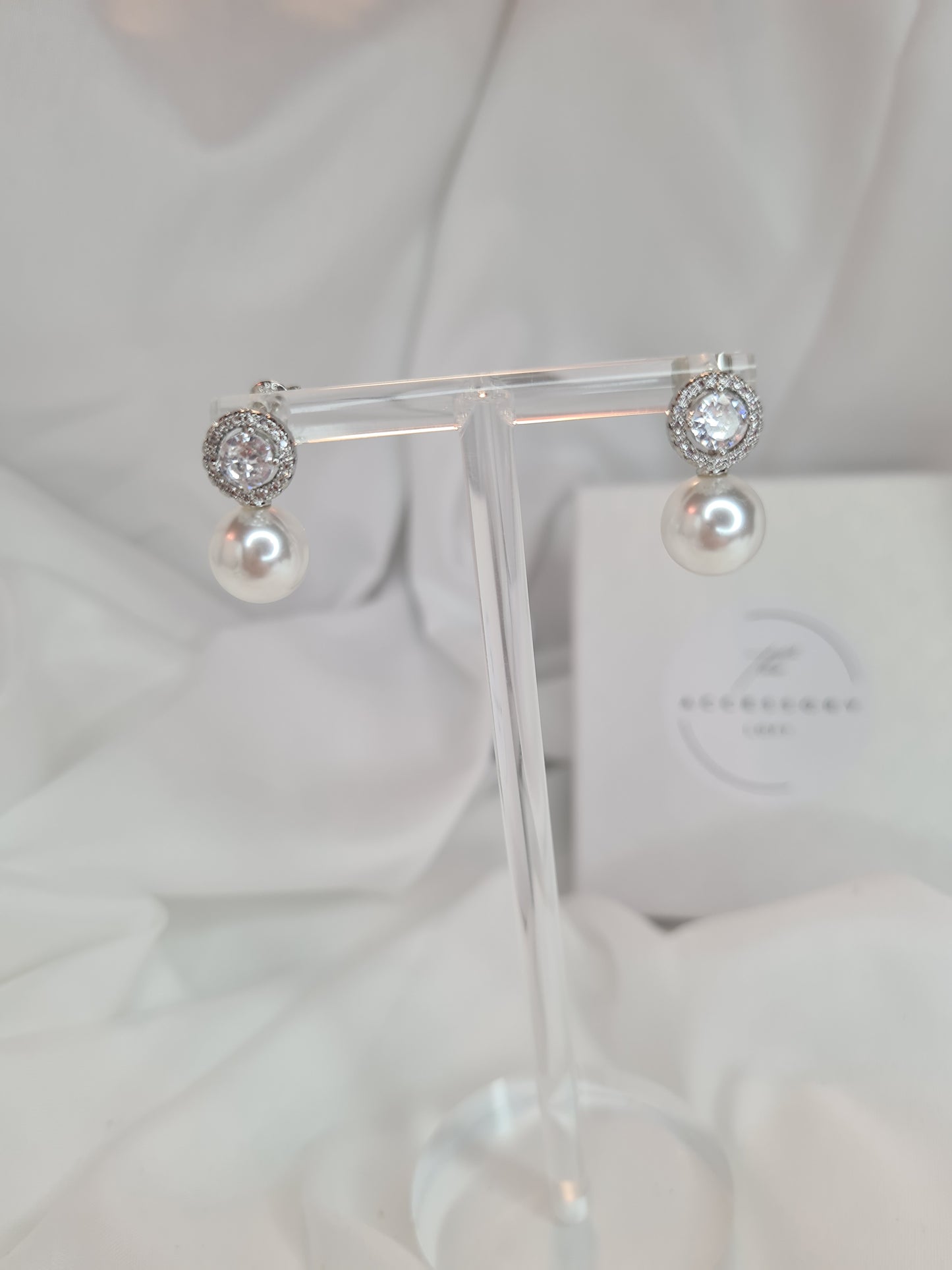 Elaine diamond and pearl earrings