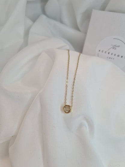 Emily round diamond necklace ( gold, silver or rosegold)