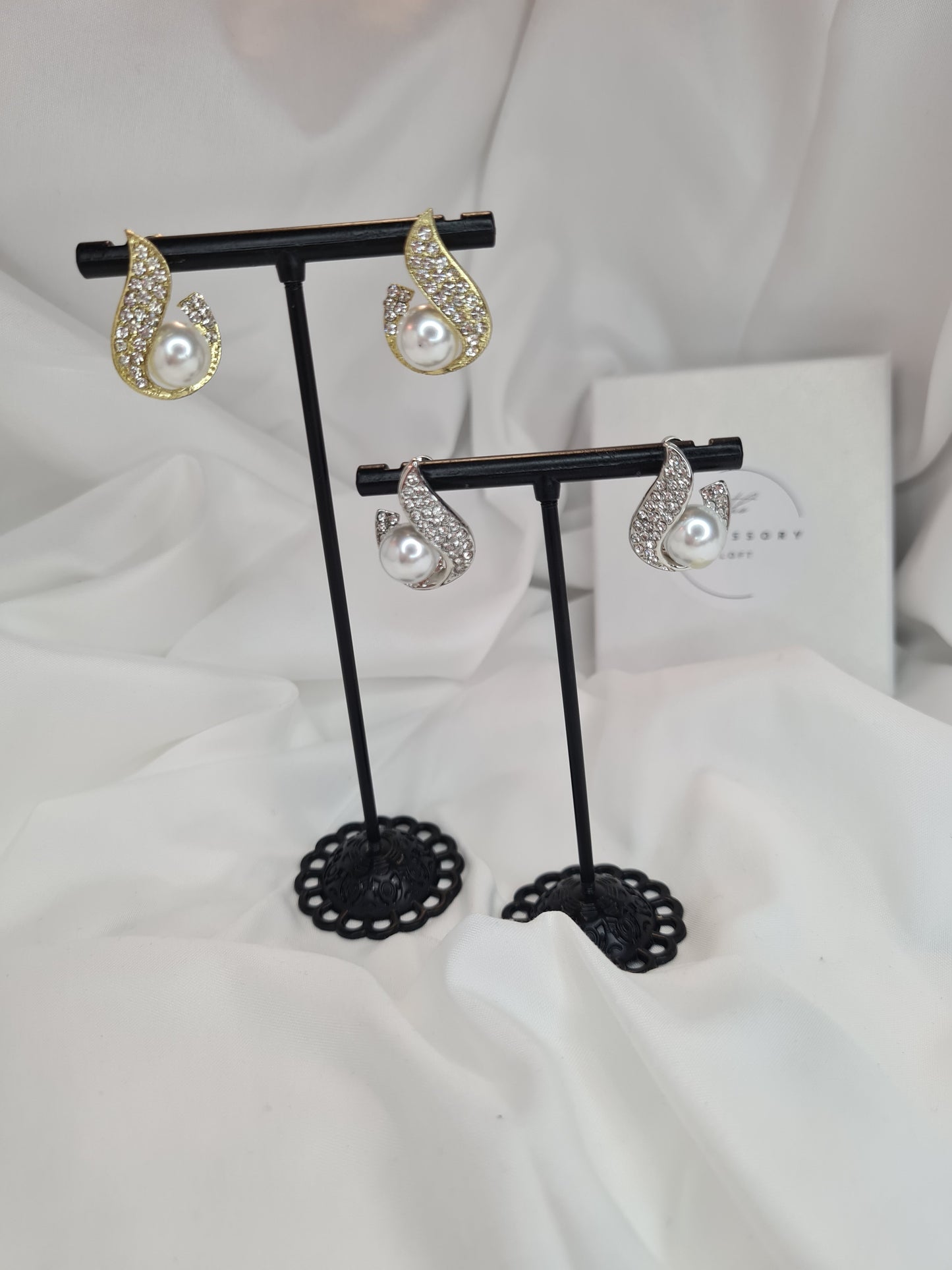 Fiona Pearl and Diamond Earrings ( gold or silver)