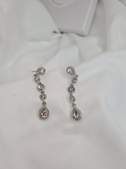 Grace silver diamond zircon drop earrings