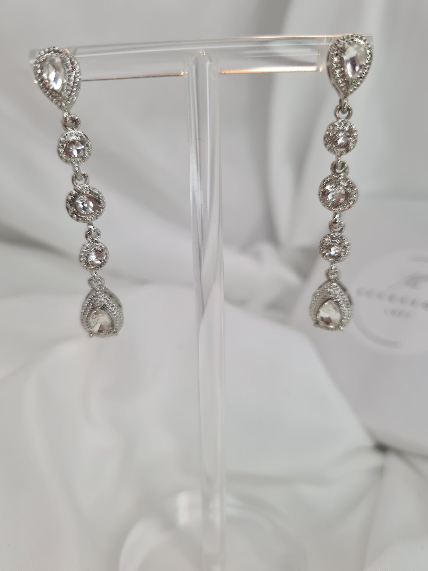 Grace silver diamond zircon drop earrings