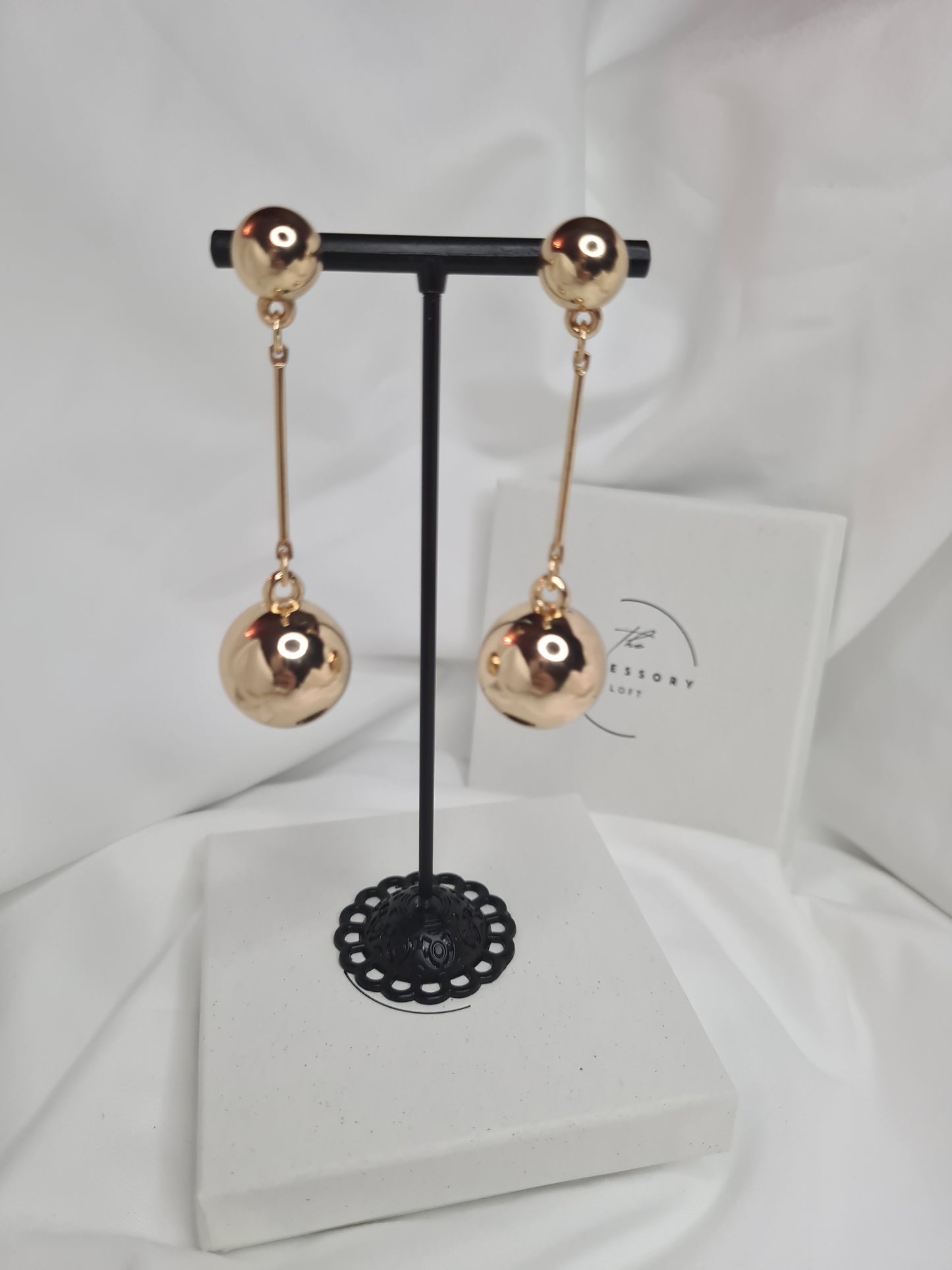 Maya Gold Double ball drop Earrings