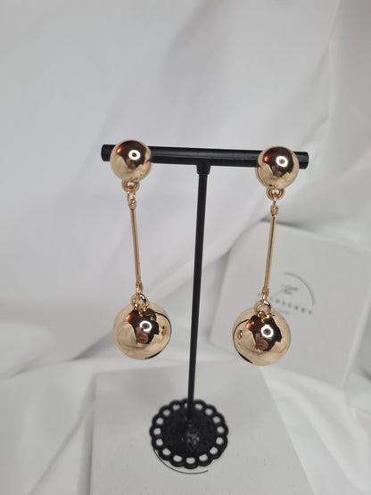 Maya Gold Double ball drop Earrings