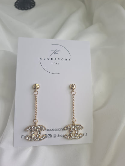 Reece Gold letter drop earrings