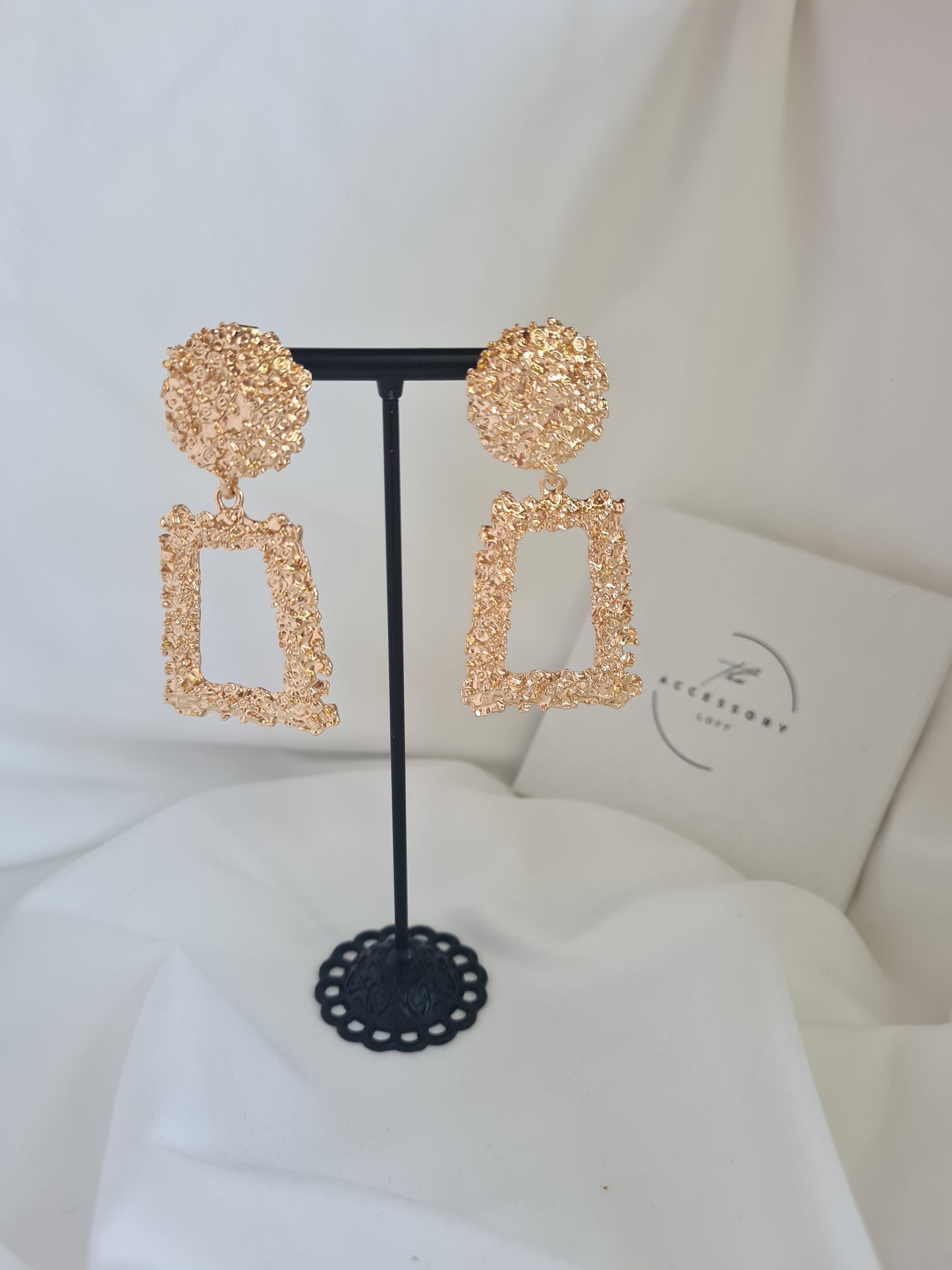 Sophie Clip on Gold Geometric Drop Earrings