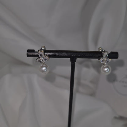 Bella earrings-  silver, diamond and pearl