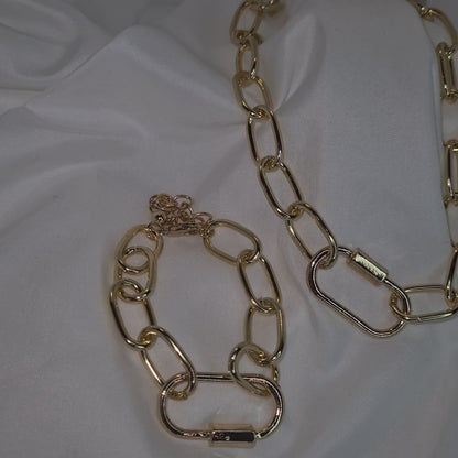 Darcy gold chain link necklace and bracelet set