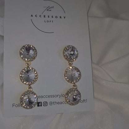 Hannah Gold Diamante Drop Earrings