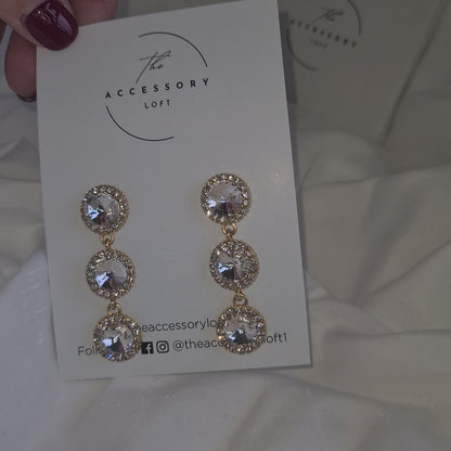 Hannah Gold Diamante Drop Earrings