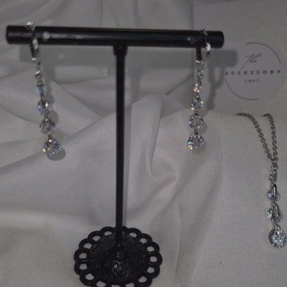 Charlotte diamond necklace and earring set- inc gift box ( available in gold or silver)