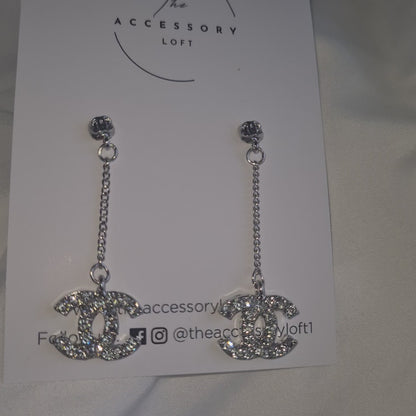 Reece Silver letter drop earrings