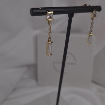 Freya Gold square zircon Drop Earrings