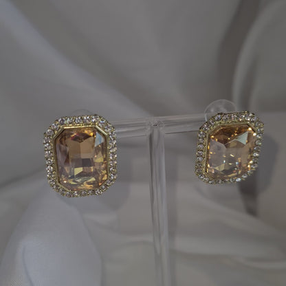 Carmel Gold Champagne and diamanté earrings