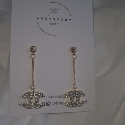 Reece Gold letter drop earrings