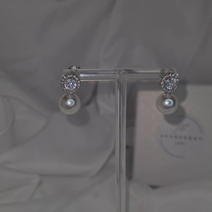 Elaine diamond and pearl earrings