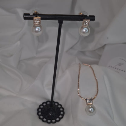 Lily pearl earrings and necklace set ( silver or rosegold)