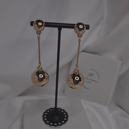 Maya Gold Double ball drop Earrings