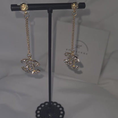 Reece Gold letter drop earrings