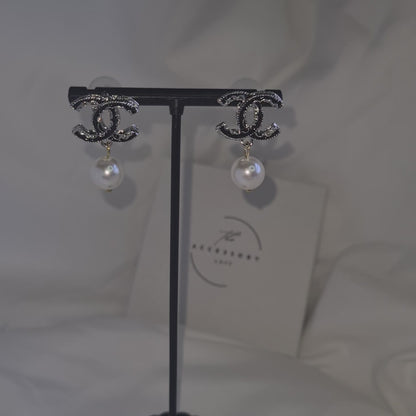 Marlene Silver and Black Earrings